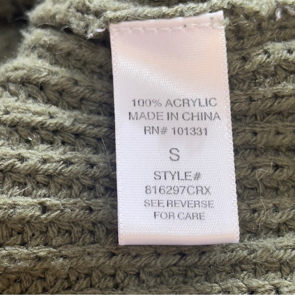 Charlotte Russe Olive Green Cropped Sweater Zip Sleeve Small - Picture 7 of 7